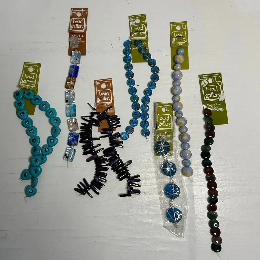 Bead Gallery Millefiori Jasper Turquoise Bead Lot 7 Cards